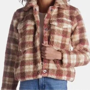 Alec Les Files Plaid Faux Shearling Trucker Shacket